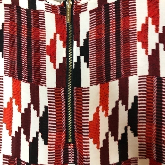 Michael Michael Kors Red & Cream Southwestern Print Sheer Short Sleeve Top Small - Picture 11 of 13